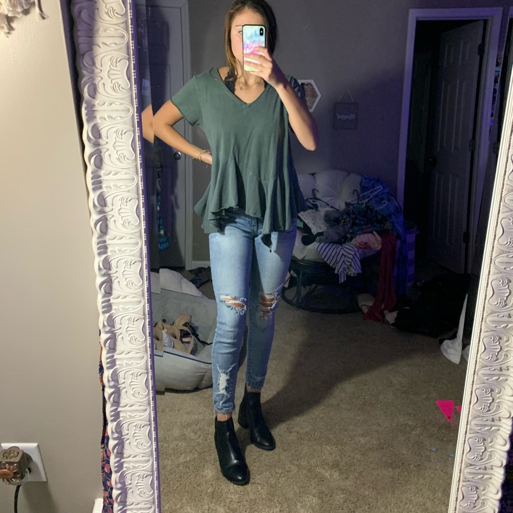 Green Short Sleeve Top